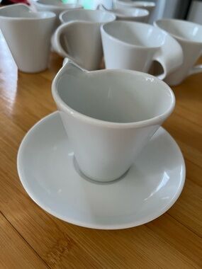 White Porcelain Espresso Cup and Saucer